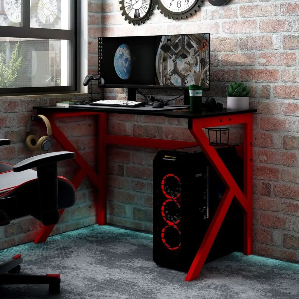 Gaming Desk with K Shape Legs Black 90x60x75 cm