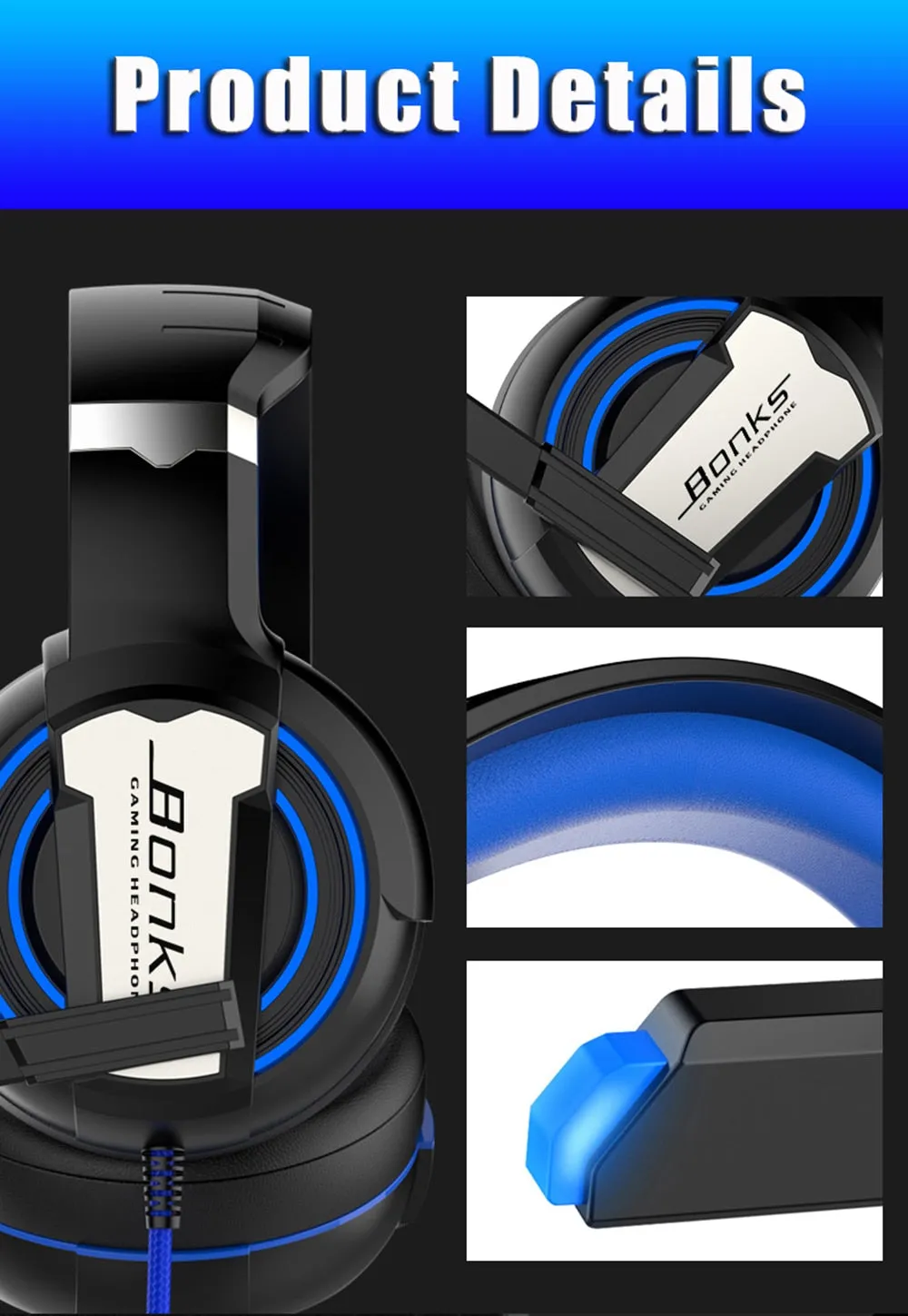 Gaming Headset with Base Stereo for PS4, Mobile Headset, XBox One, Nintendo Switch and PC