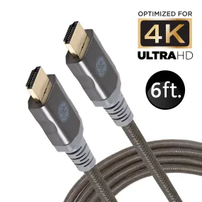 General Electric 48720-P1 6ft High Speed HDMI Cable with Ethernet, Gold-Plated Connectors (Gray)