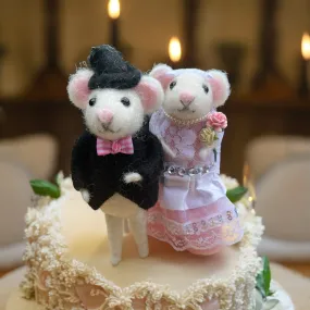 Hand Crafted Bride and Groom Wedding Mice Couple, Unique Wedding Gift, Bridal Shower, Wedding Mice Cake Topper