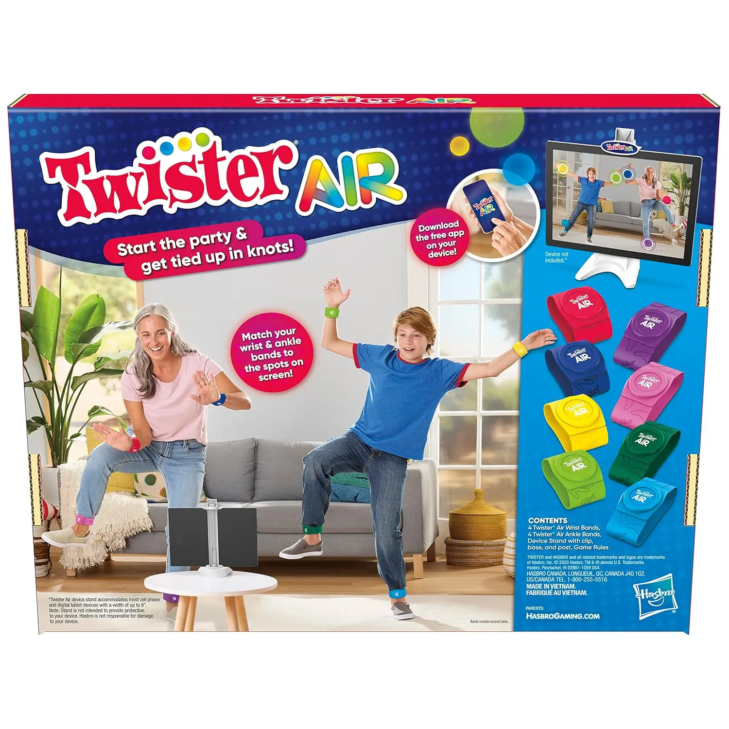 Hasbro Gaming Twister Air Game, App Play Game with Wrist and Ankle Bands Links to Smart Devices Active Party Games for Kids Ages 8 