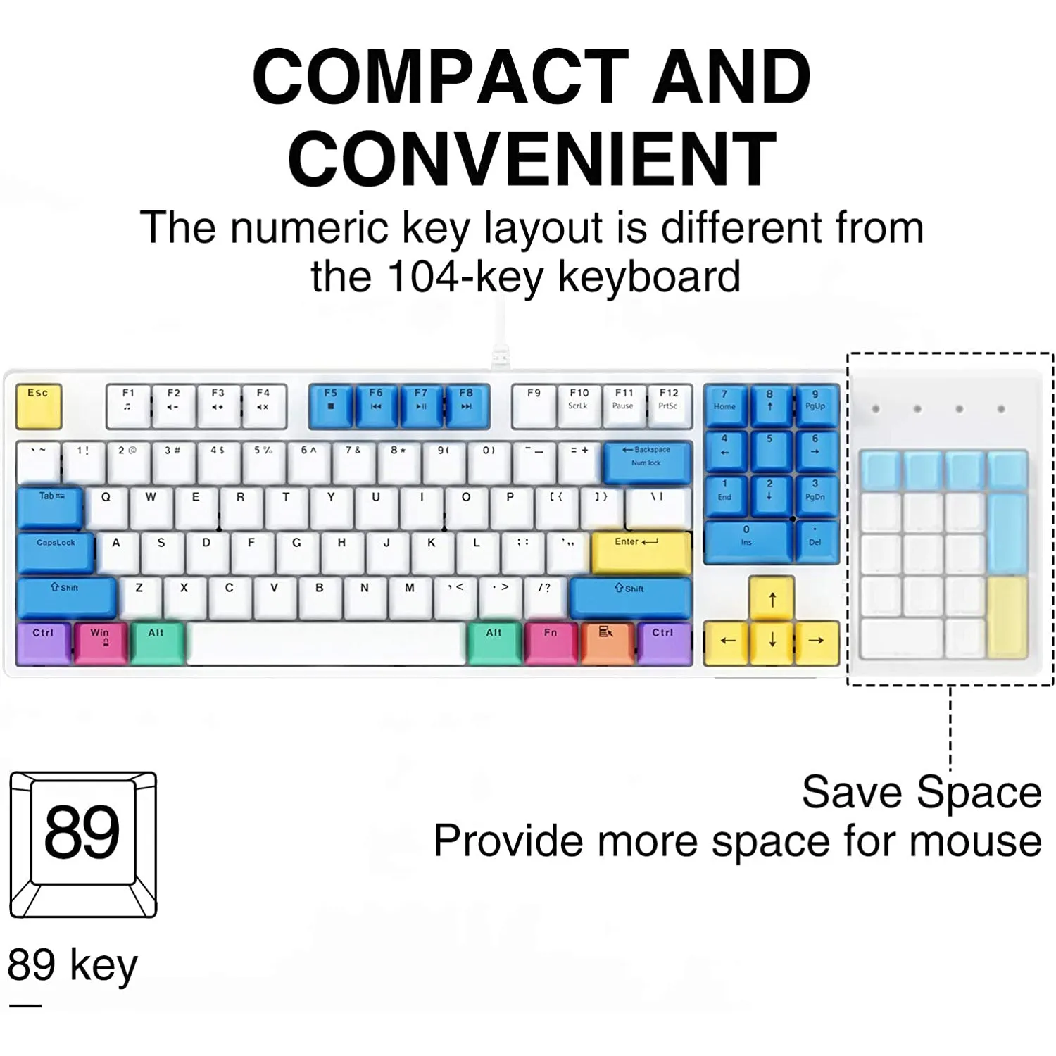 HAVIT KB487L TKL Gaming Mechanical Keyboard 89 Keys PBT Keycaps