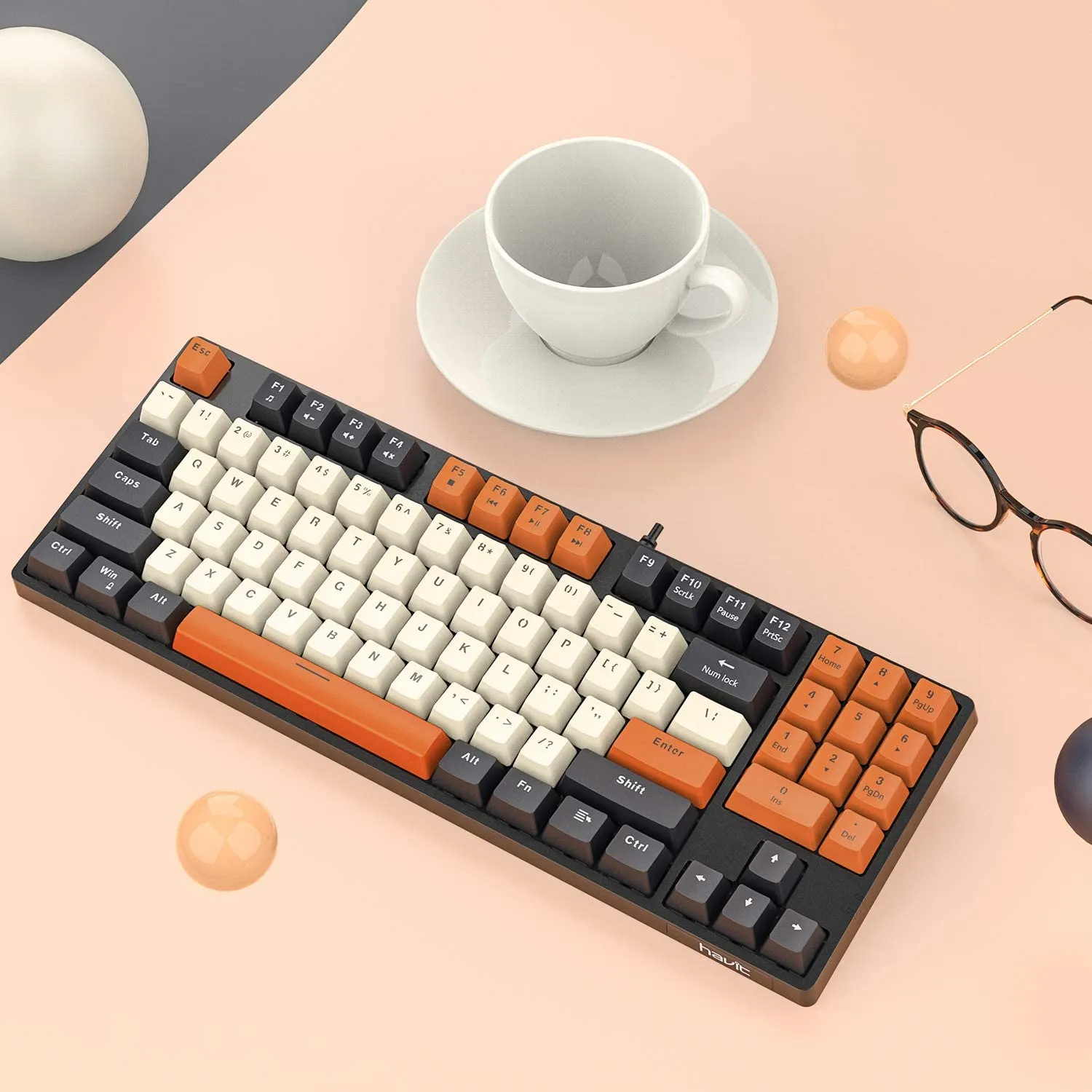 HAVIT KB487L TKL Gaming Mechanical Keyboard 89 Keys PBT Keycaps