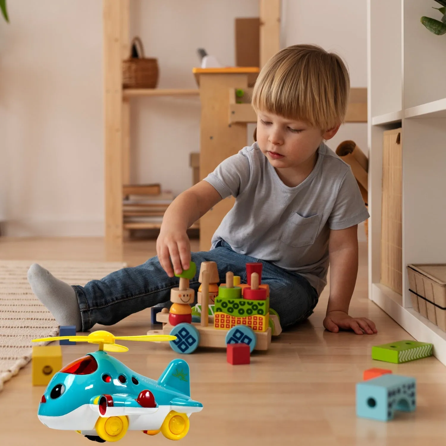 Helicopter Airplane Musical Toy Toddlers with Lights, Electronic Moving Cool Aeroplane, Baby Development Toys Plane for 6-18 Month Old Gift to Encourage Crawling