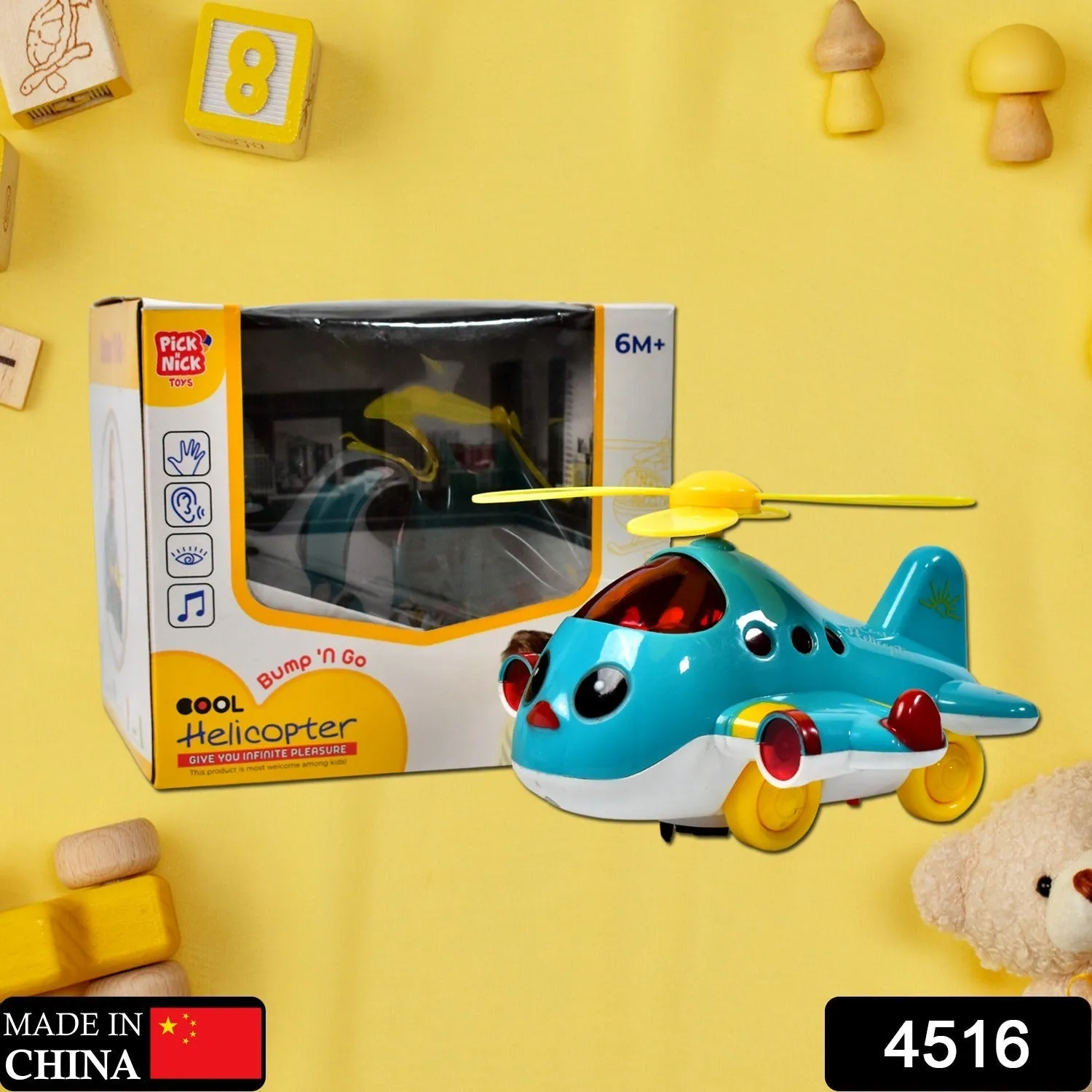 Helicopter Airplane Musical Toy Toddlers with Lights, Electronic Moving Cool Aeroplane, Baby Development Toys Plane for 6-18 Month Old Gift to Encourage Crawling