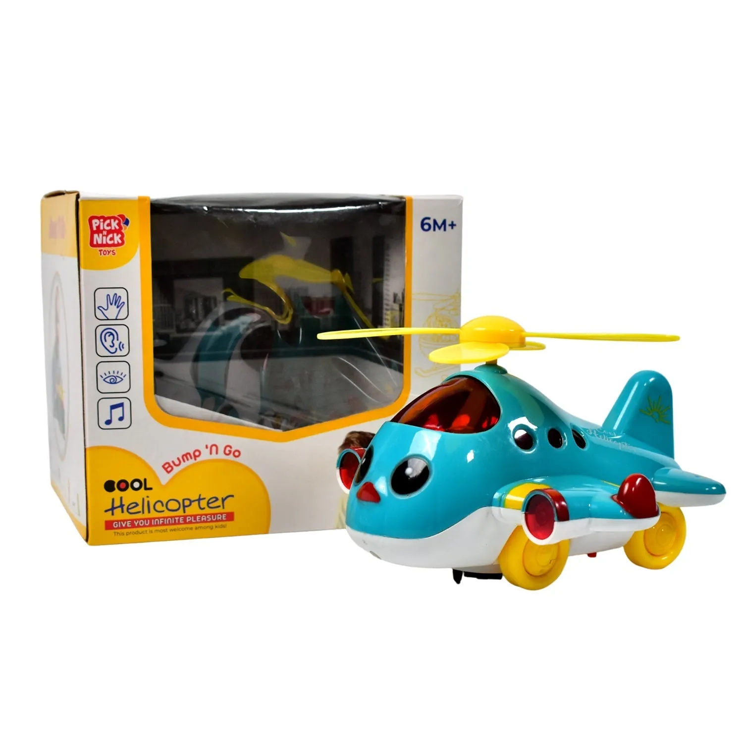 Helicopter Airplane Musical Toy Toddlers with Lights, Electronic Moving Cool Aeroplane, Baby Development Toys Plane for 6-18 Month Old Gift to Encourage Crawling