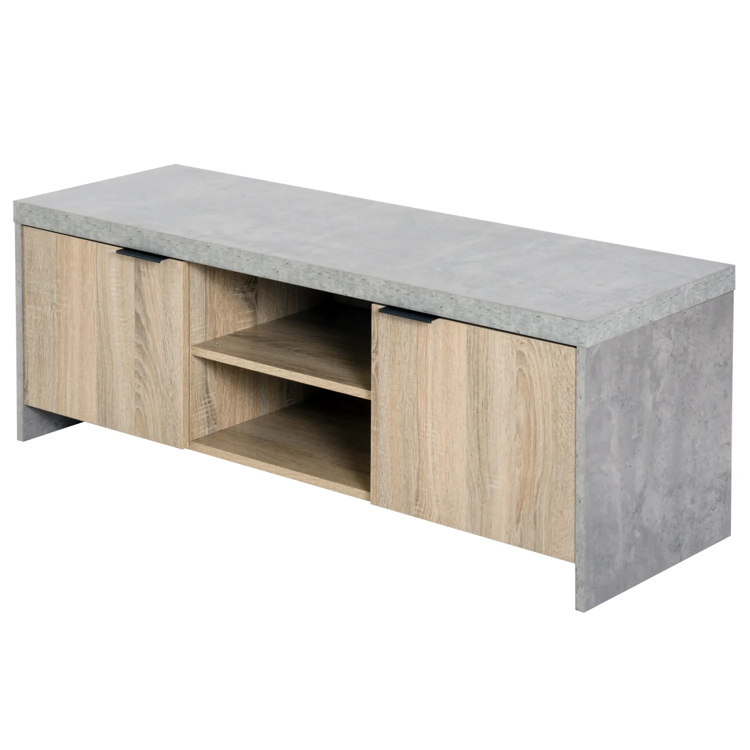 HOMCOM 1.2M Wooden TV Stand Cabinet - Stylish Entertainment Center with Storage for DVD CD - Ideal for Living Room - Fits Up to 50-Inch Flat Screen TV - Grey Finish