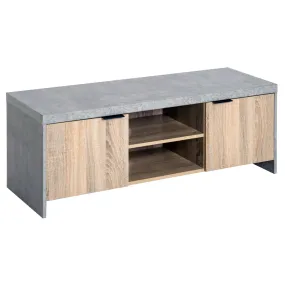 HOMCOM 1.2M Wooden TV Stand Cabinet - Stylish Entertainment Center with Storage for DVD CD - Ideal for Living Room - Fits Up to 50-Inch Flat Screen TV - Grey Finish