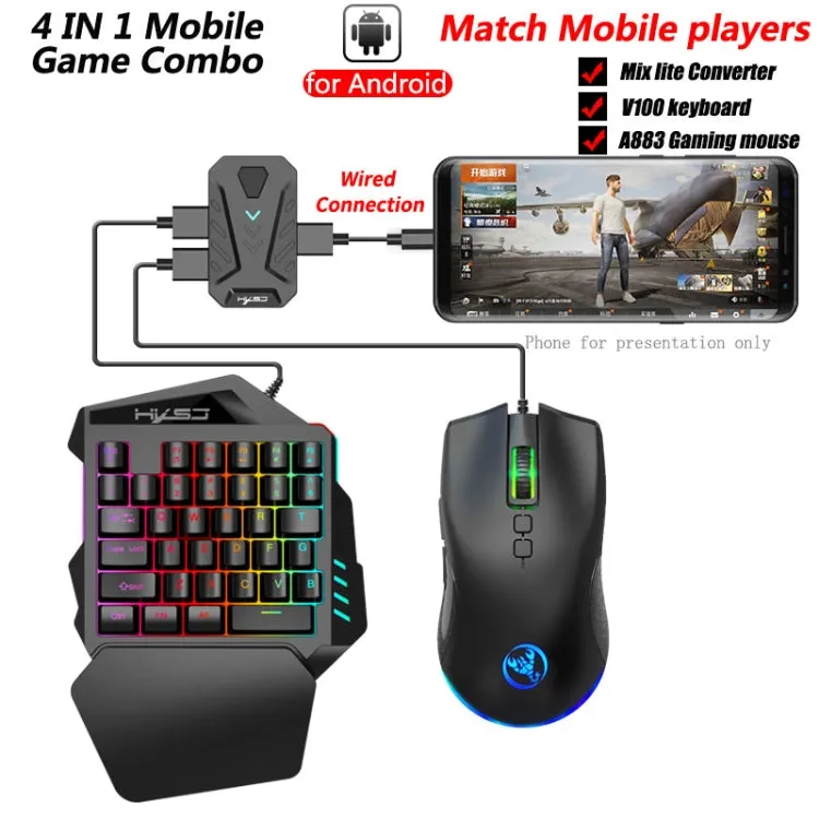 HXSJ P8 V100 J900 Keyboard Mouse Converter   One-handed Keyboard   Programming Gaming Mouse Set