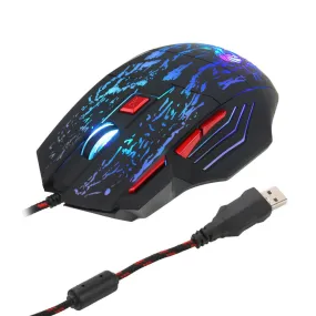 HXSJ running water crack colorful luminous game mouse