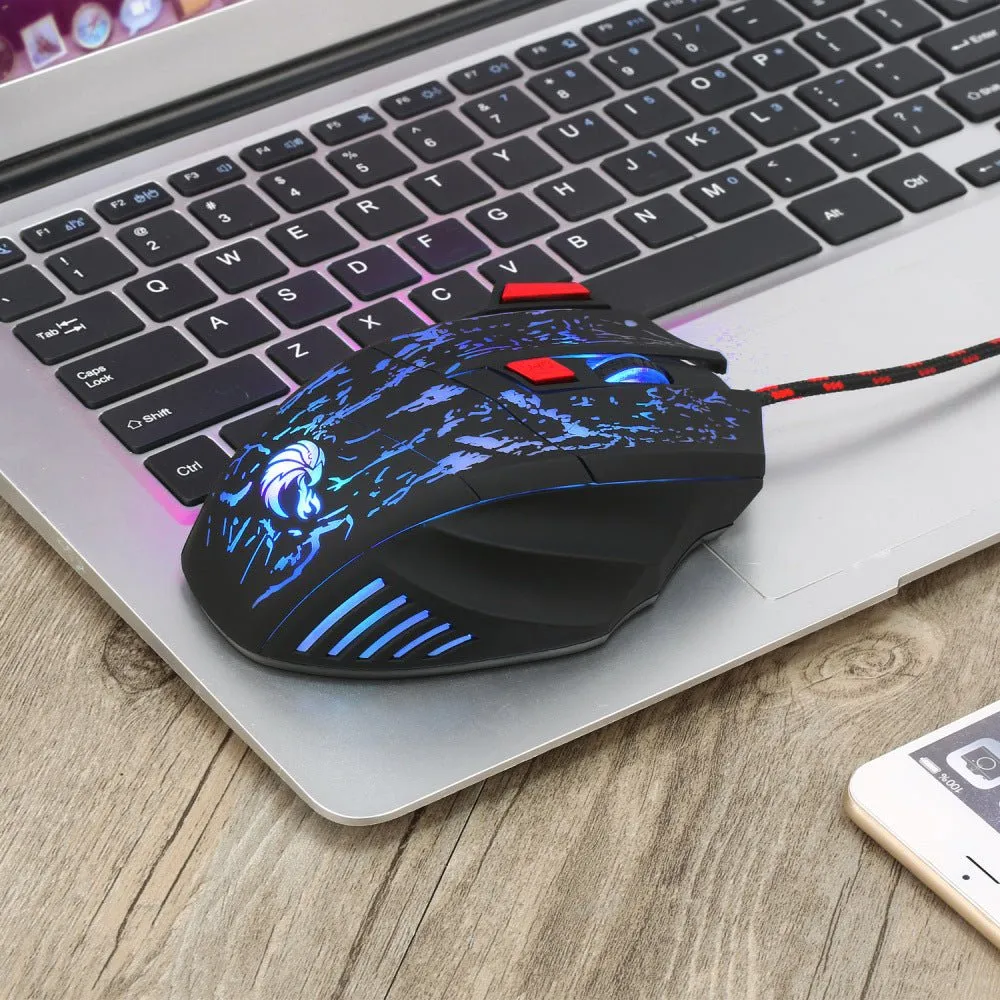 HXSJ running water crack colorful luminous game mouse