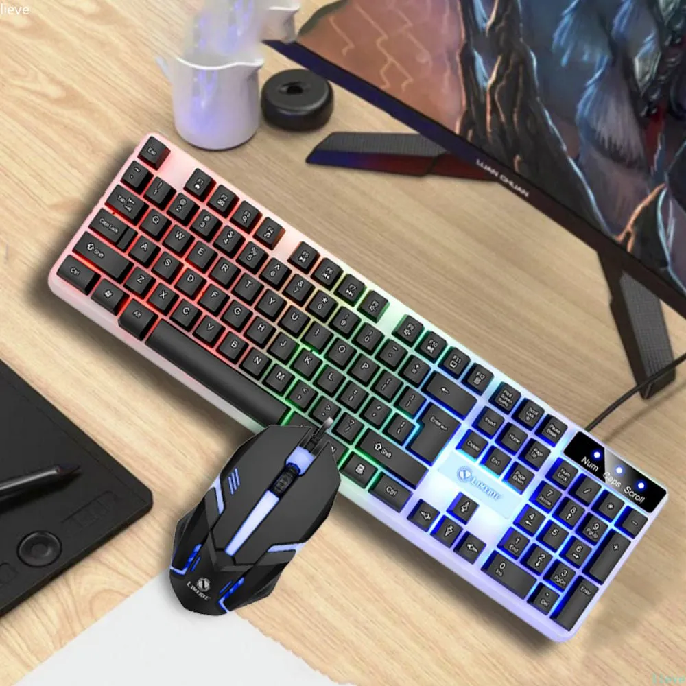 HXSJ running water crack colorful luminous game mouse