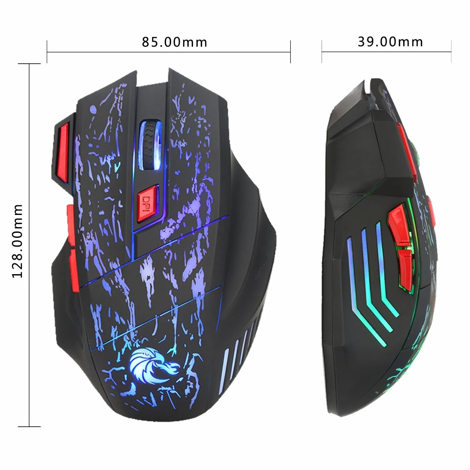HXSJ running water crack colorful luminous game mouse