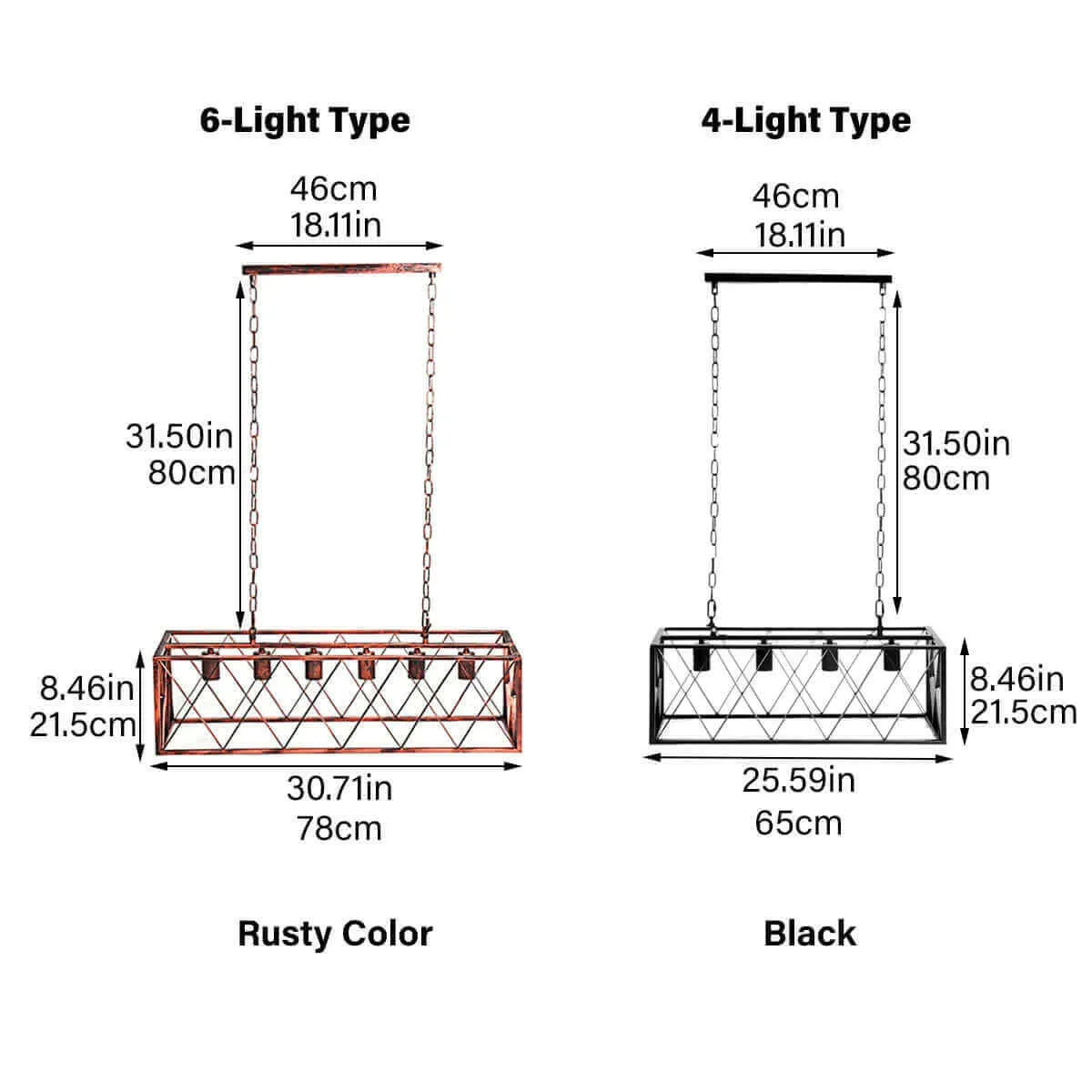 Industrial Kitchen Pendant 4/6-Light Chandelier Ceiling Lamp