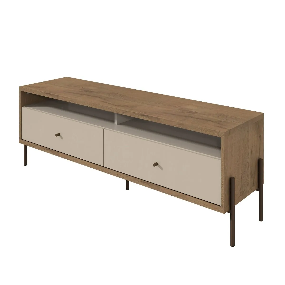 Joy 59" TV Stand with 2 Full Extension Drawers in Off White