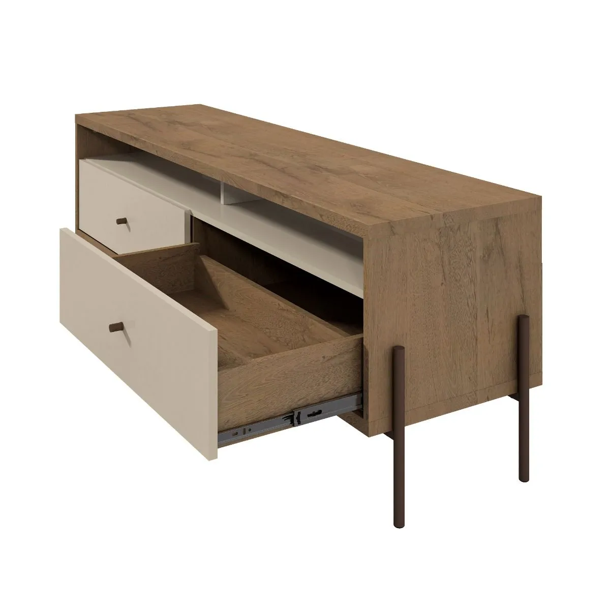 Joy 59" TV Stand with 2 Full Extension Drawers in Off White