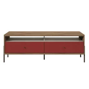 Joy 59" TV Stand with 2 Full Extension Drawers in Red and Off White