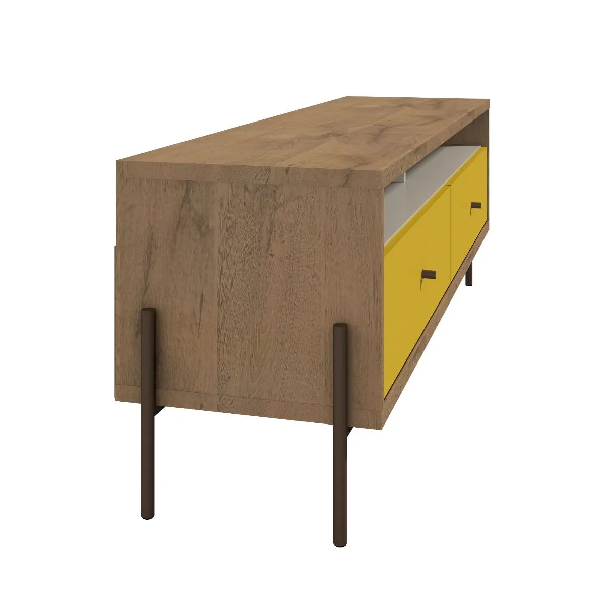 Joy 59" TV Stand with 2 Full Extension Drawers in Yellow and Off White