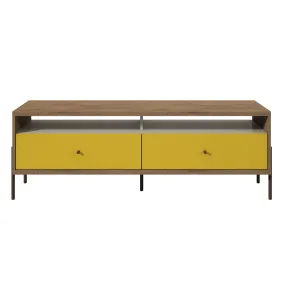 Joy 59" TV Stand with 2 Full Extension Drawers in Yellow and Off White