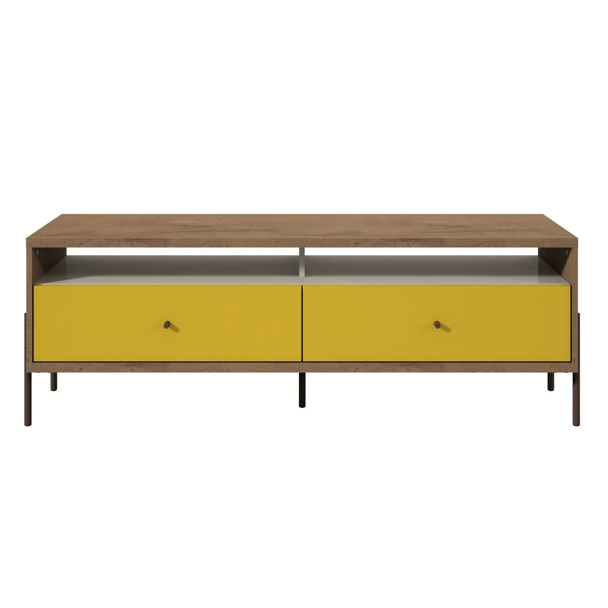 Joy 59" TV Stand with 2 Full Extension Drawers in Yellow and Off White