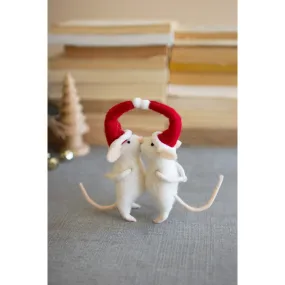 Kalalou kissing felt christmas mice - CHB2288
