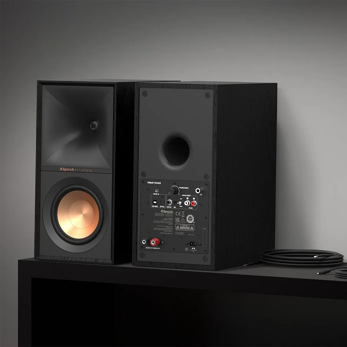 Klipsch R-50PM Powered Bookshelf Speakers with 5.25" Woofers - Pair