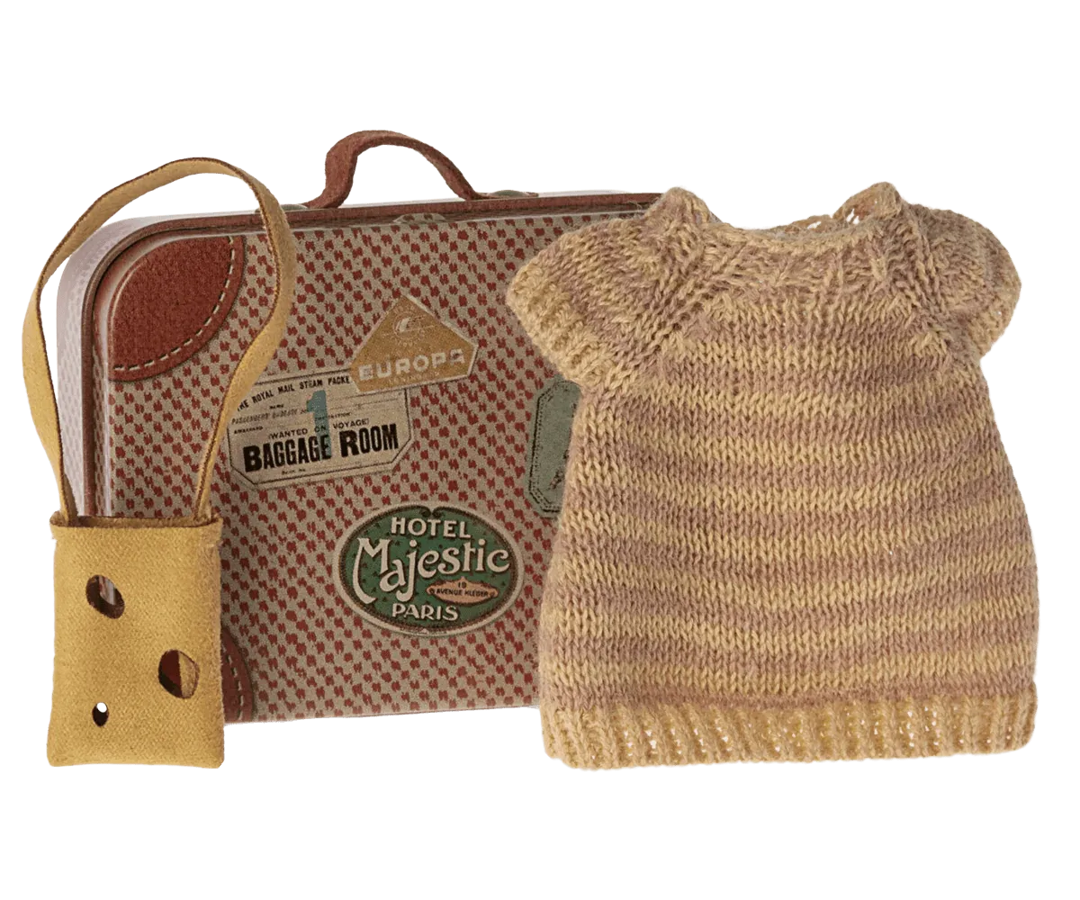 Knitted Dress & Bag in Suitcase, Mouse - Big Sister