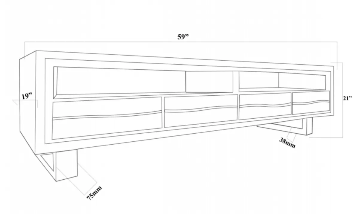 Live Edge Acacia Wood Storage TV Stand- Model #5615