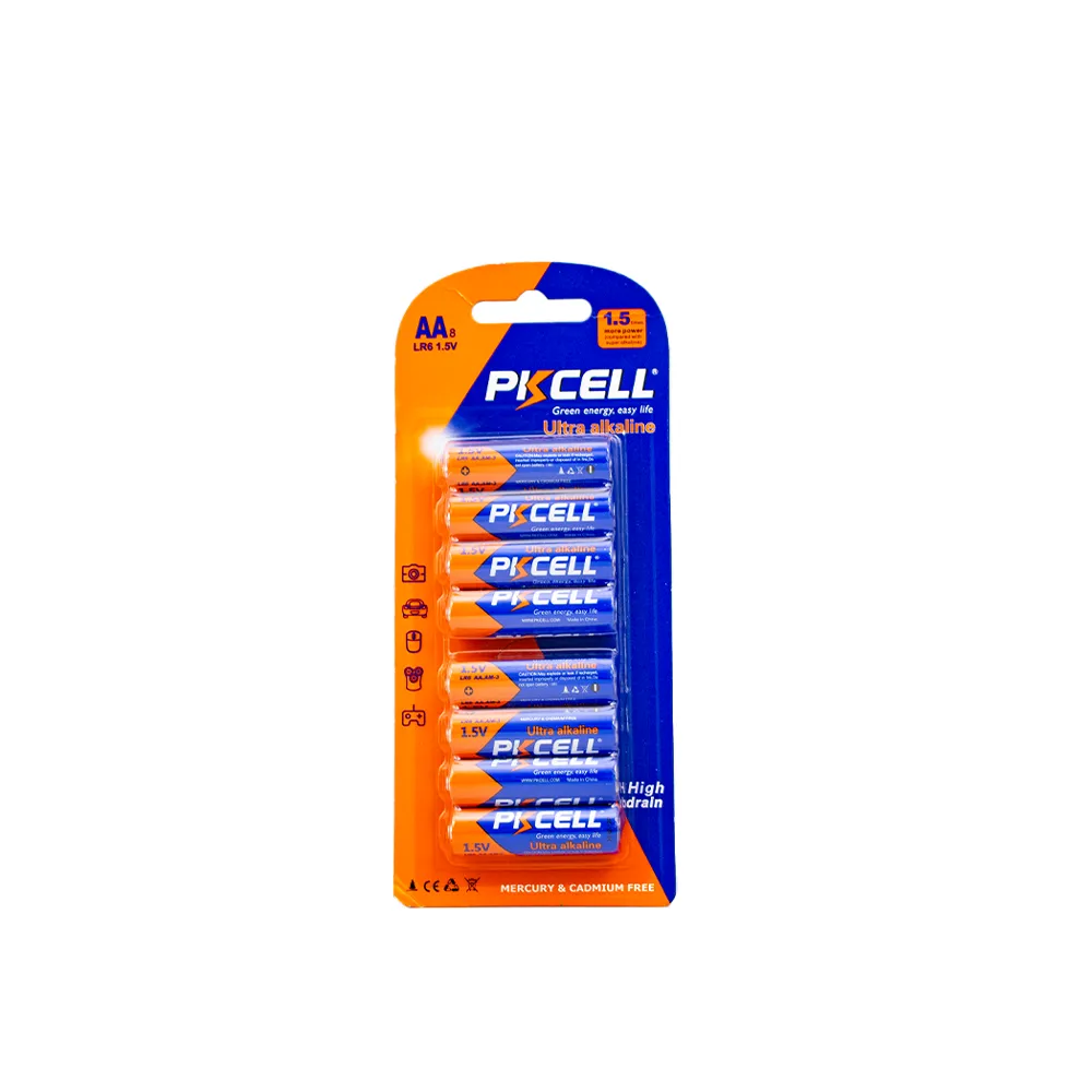 LR6-8B 8pc Ultra Alkaline AA Battery 1.5V ,380mins, 0 Hg