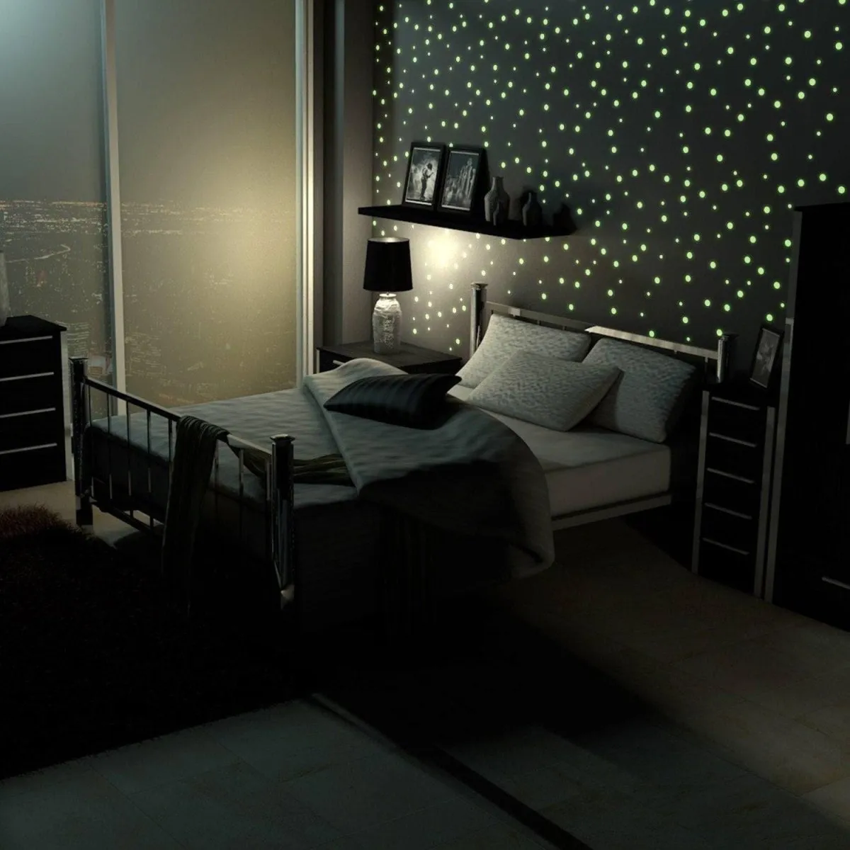 Luminous Cosmic Circle Wall Decals Set - Starry Sky Wall Art Stickers
