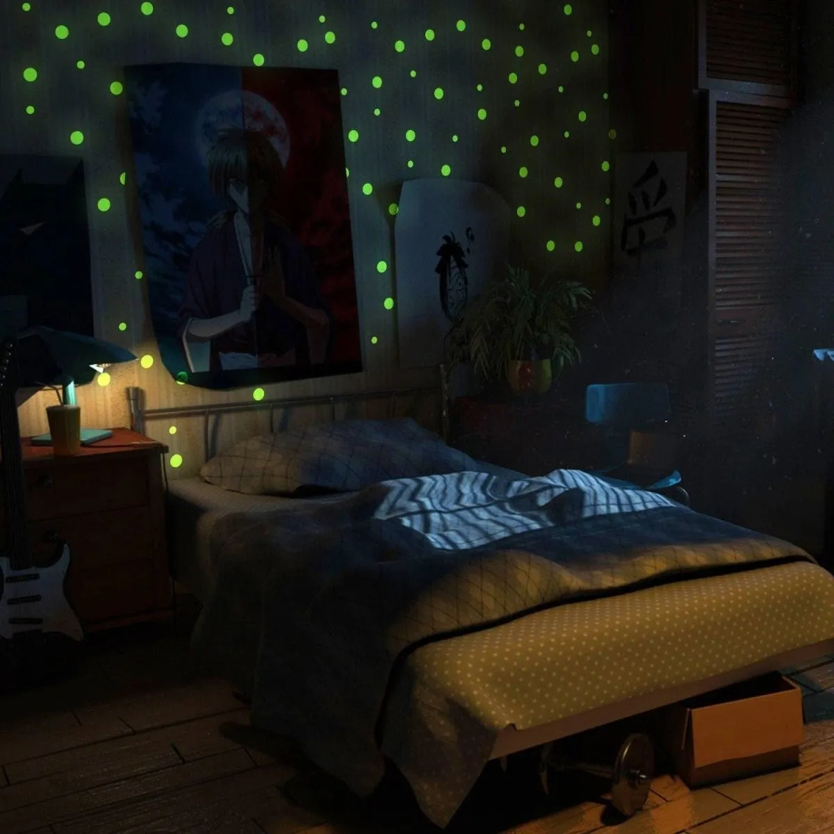 Luminous Cosmic Circle Wall Decals Set - Starry Sky Wall Art Stickers