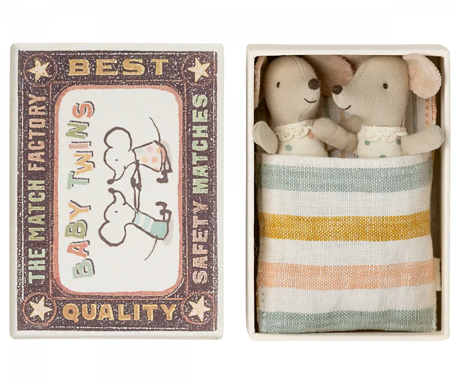 Maileg Baby Mice Twins in a Matchbox