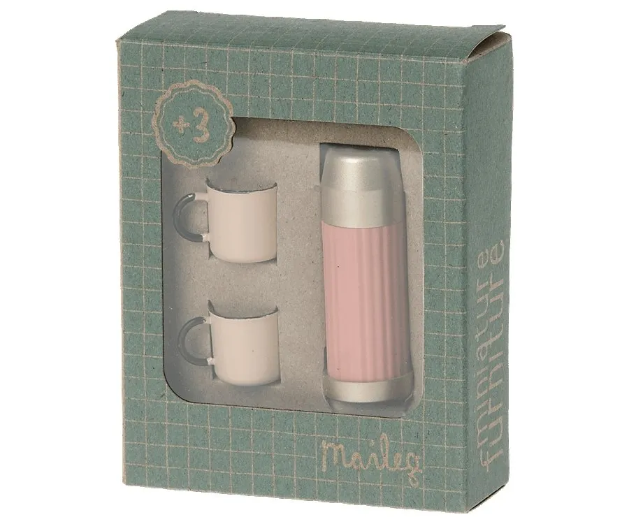 Maileg | Thermos and Cups, Soft Coral