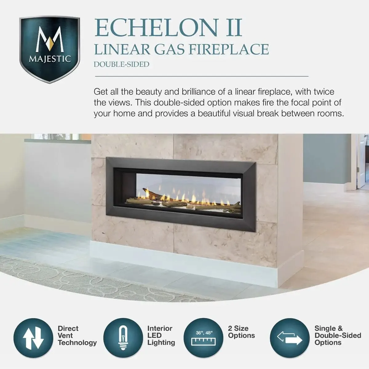 Majestic Echelon II See-Through 36" Direct Vent Gas Fireplace ECHEL36STIN-C