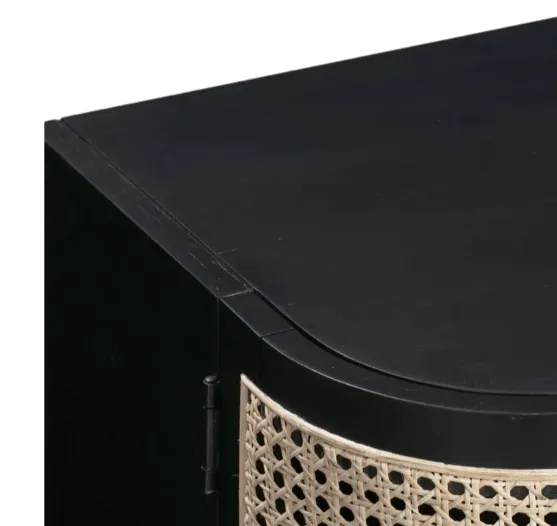 MANGO WOOD & RATTAN TV UNIT BLACK
