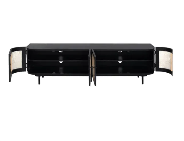 MANGO WOOD & RATTAN TV UNIT BLACK