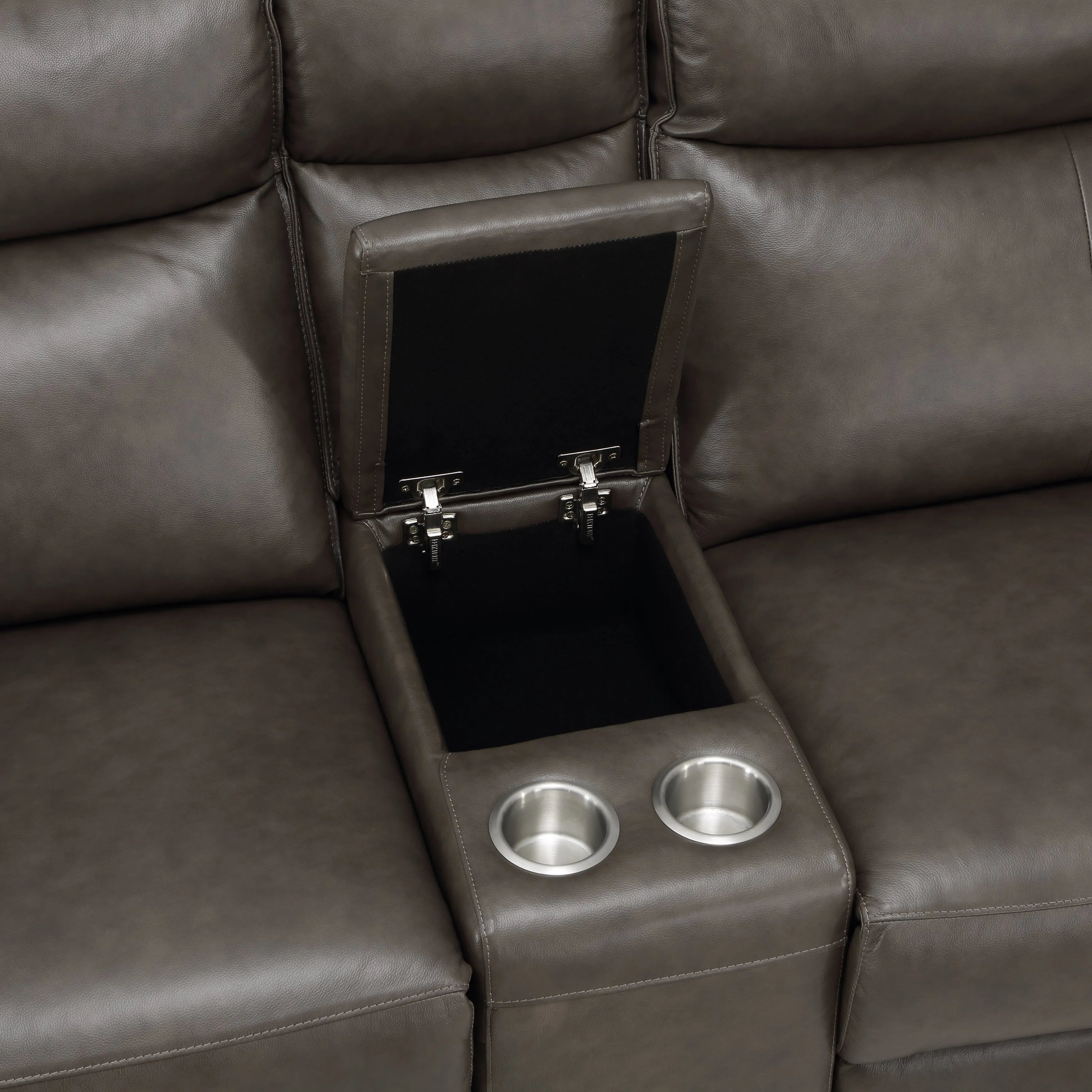 Maroni Dark Brown Leather 6-Piece Modular Power Reclining Sectional