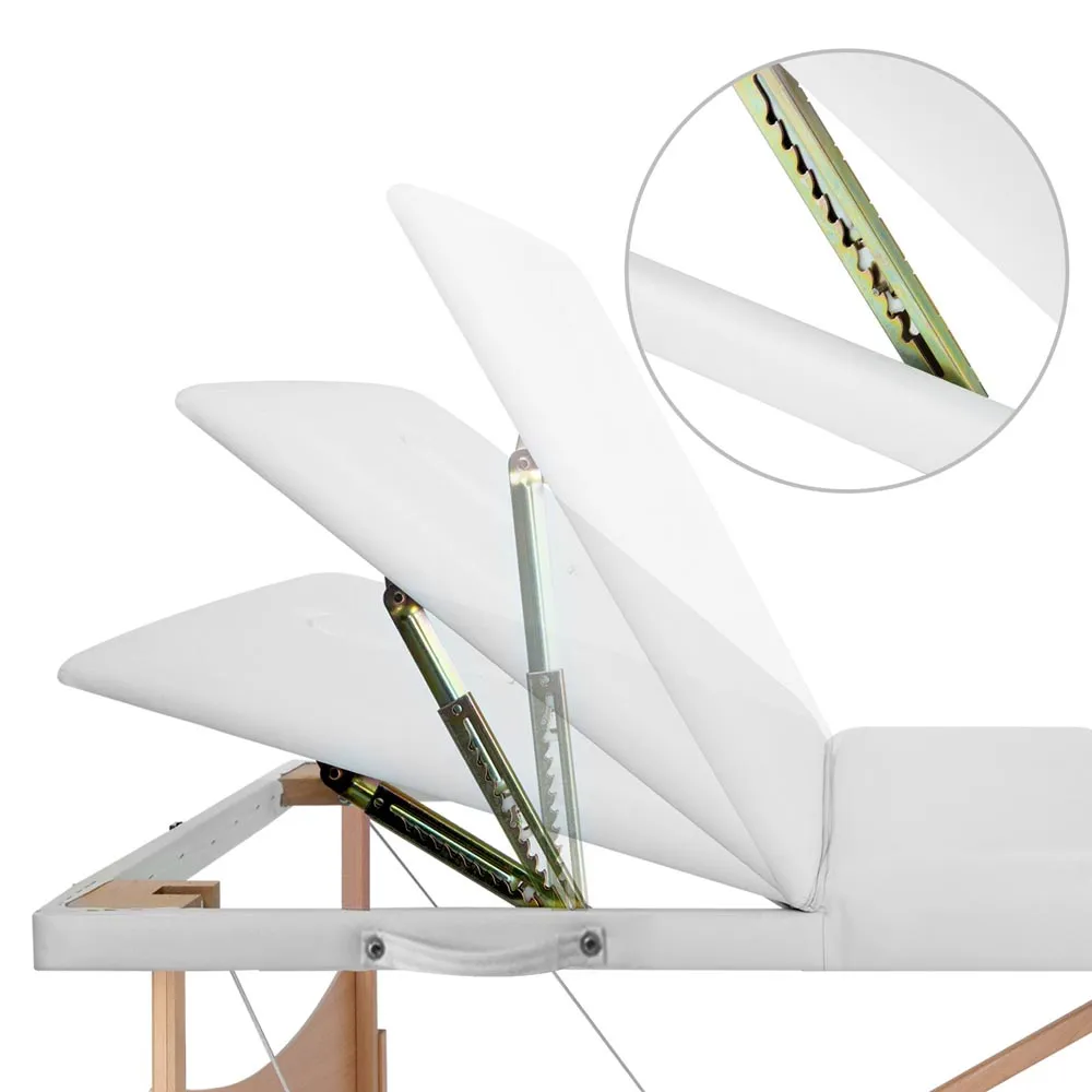 Massage Table 70cm 3 Fold Wooden Portable Beauty Therapy Bed Waxing White