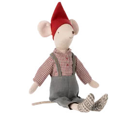 Medium Christmas Mouse, Boy - Overalls