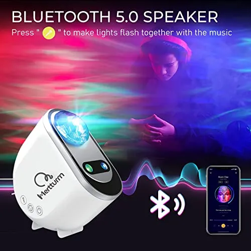 MERTTURM Plastic Star Projector, 3 In 1 Led Galaxy Projector With Bluetooth Speaker, 6 White Noise For Sleeping, Ideal For Children'S Night Light, Room Decoration, Festival Gift