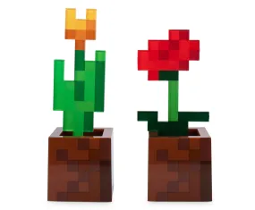 Minecraft Orange Tulip and Poppy Flower Pot Mood Lights | Set of 2