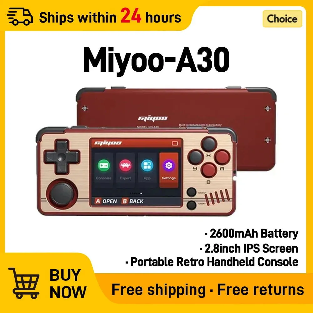 Miyoo A30 Portable Retro Handheld Game Open Source Linux System 2.8 IPS HD Screen 64GB 128GB SD cards