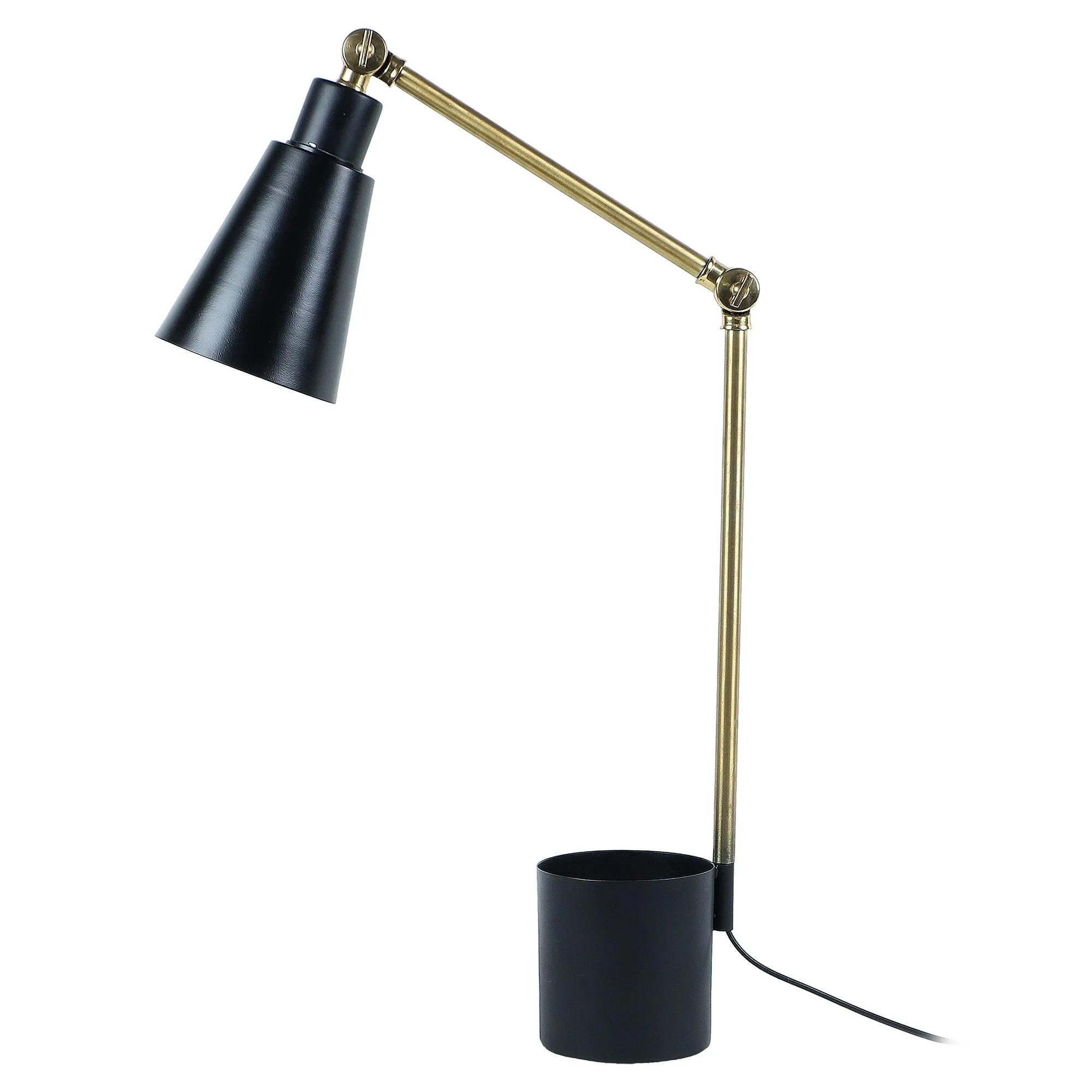 Modern Nordic Wood & Metal Study Lamp With Black Base By Ss Lightings