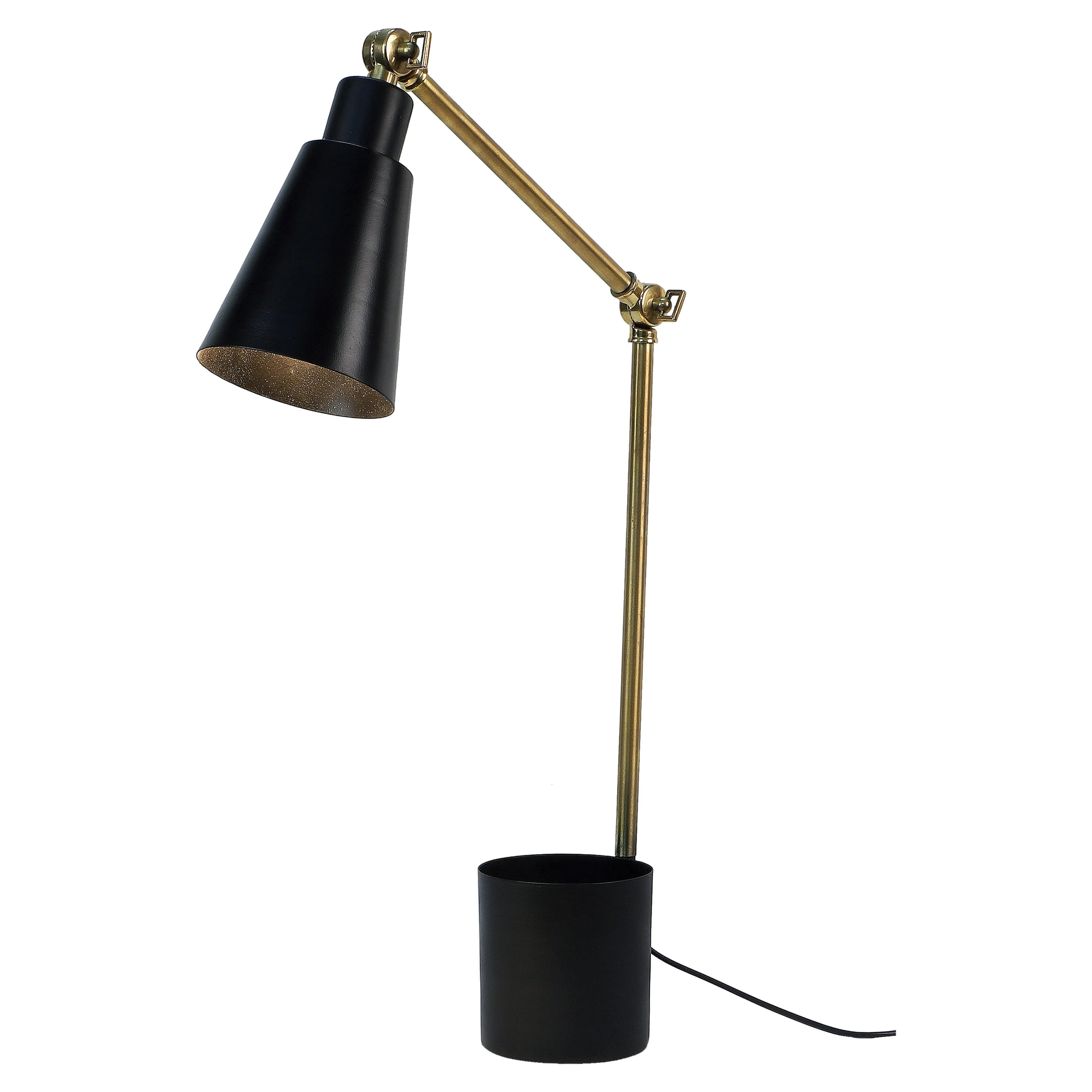 Modern Nordic Wood & Metal Study Lamp With Black Base By Ss Lightings