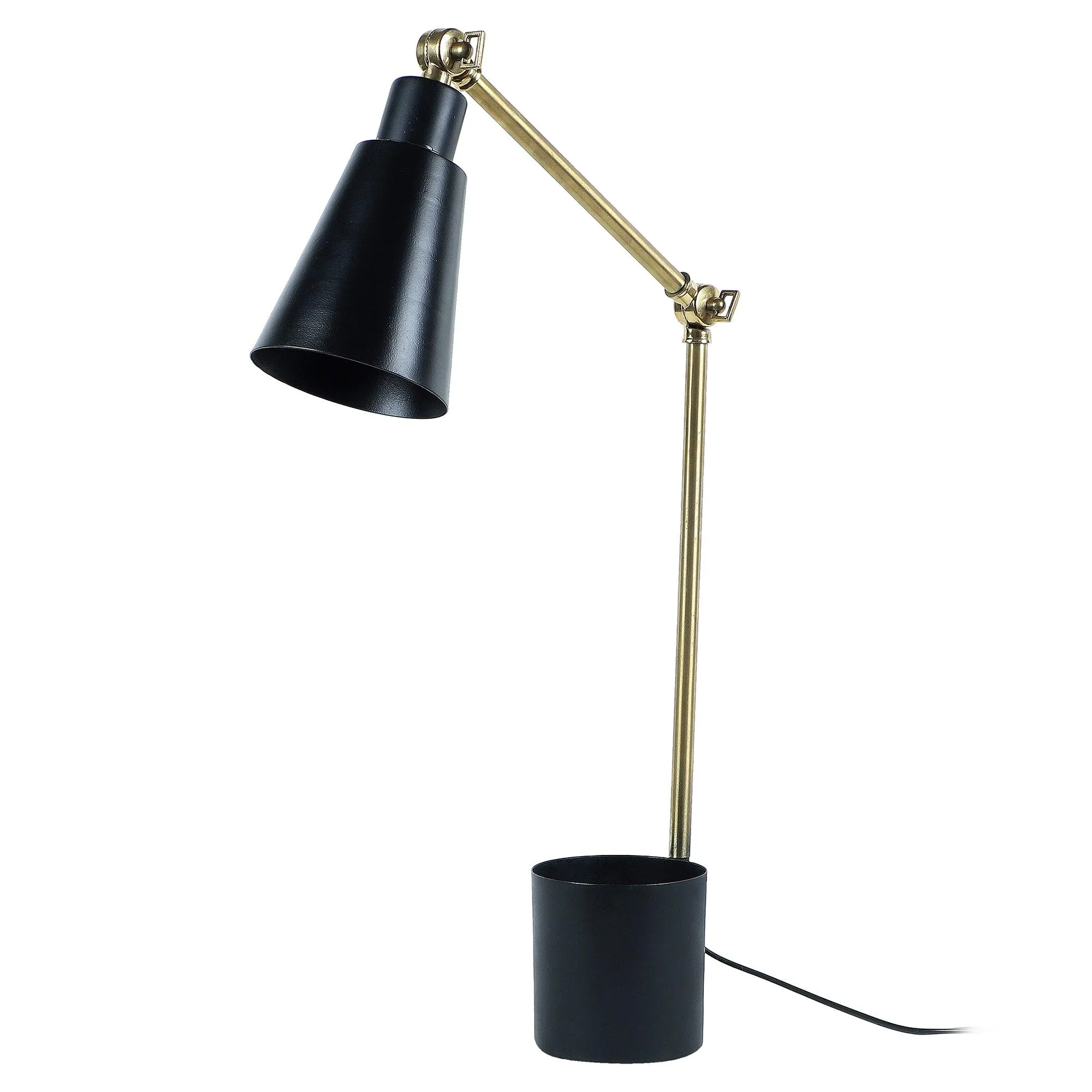Modern Nordic Wood & Metal Study Lamp With Black Base By Ss Lightings
