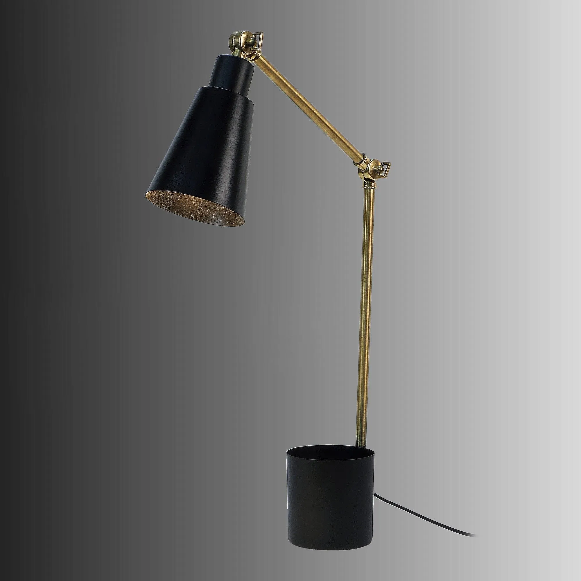 Modern Nordic Wood & Metal Study Lamp With Black Base By Ss Lightings