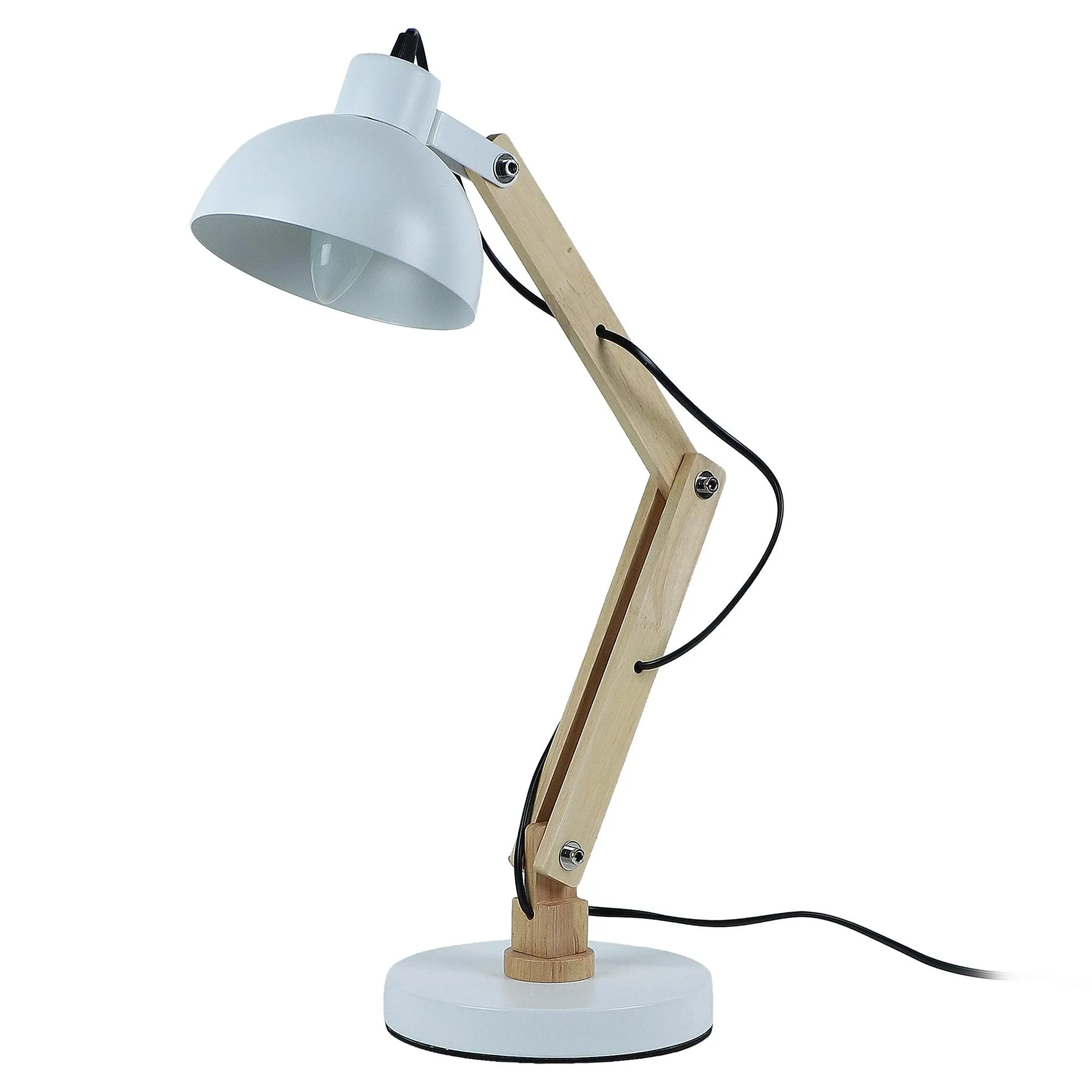 Modern White Study Lamp With Metal Base By SS Lightings