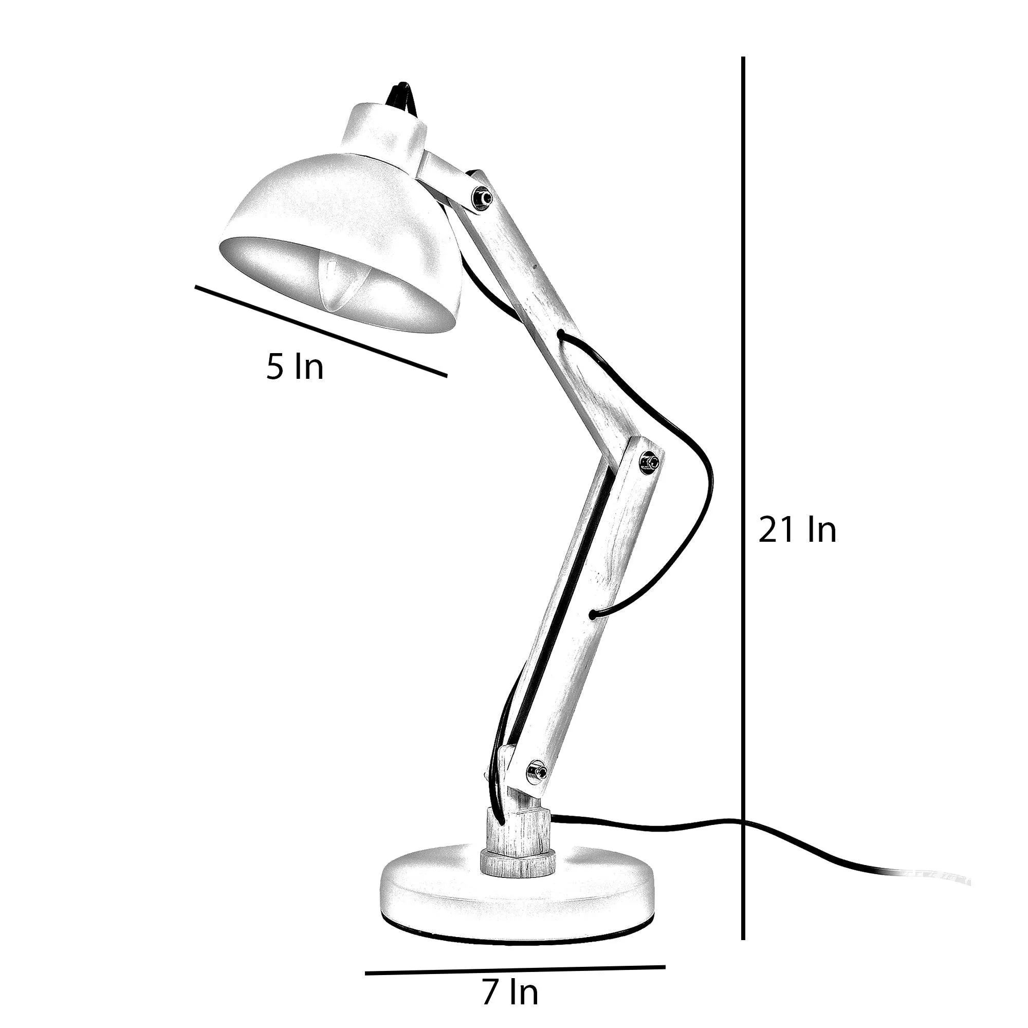 Modern White Study Lamp With Metal Base By SS Lightings