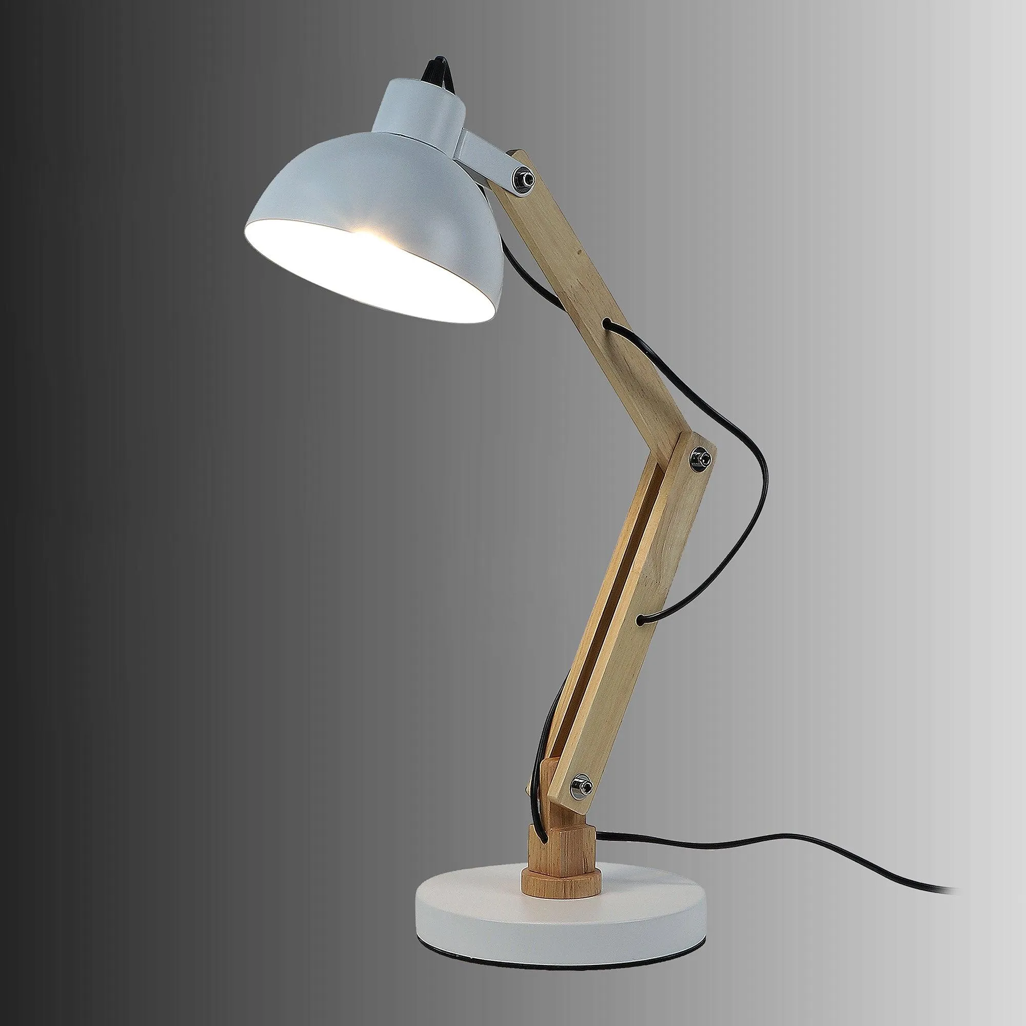 Modern White Study Lamp With Metal Base By SS Lightings