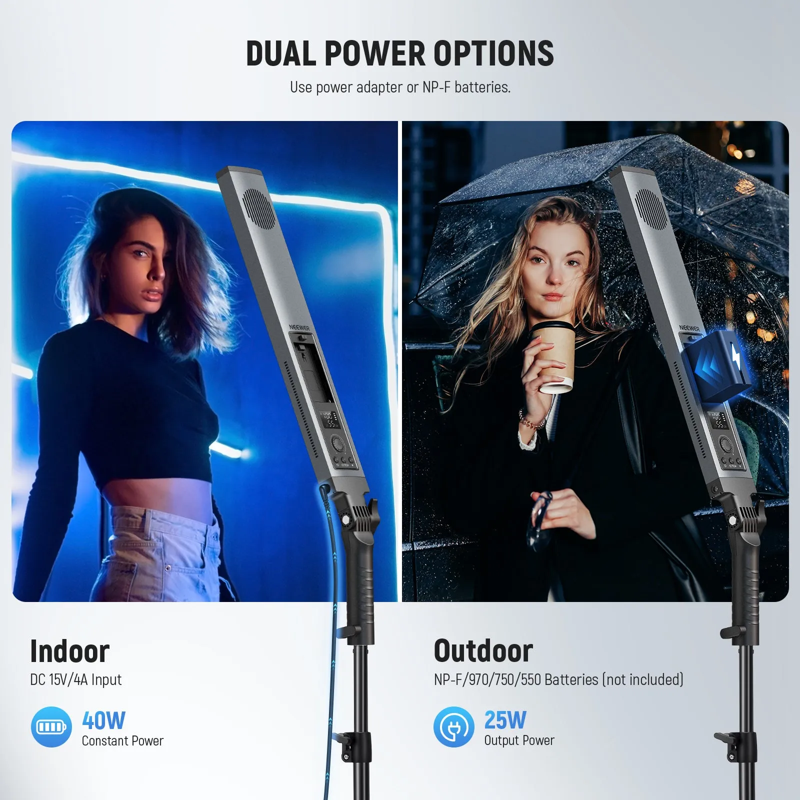 NEEWER BH20B Ultra Upgraded 40W Handheld LED Video Light Stick Kit